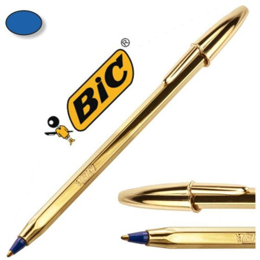 Picture of BIC Cristal Fun Ball Pen Gold M Blue